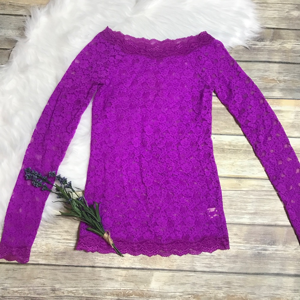 Free People Off the Shoulder Lace Shirt Sz XS